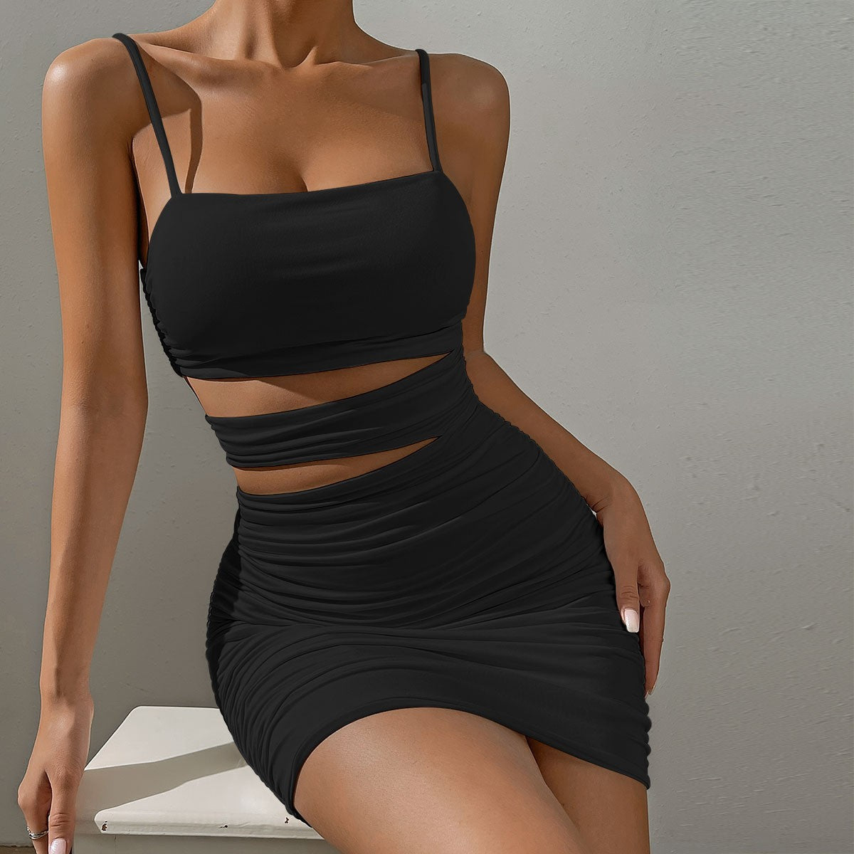 Women Sexy Spaghetti Strap Bodycon Mini Dress White Backless Party Evening Outfi