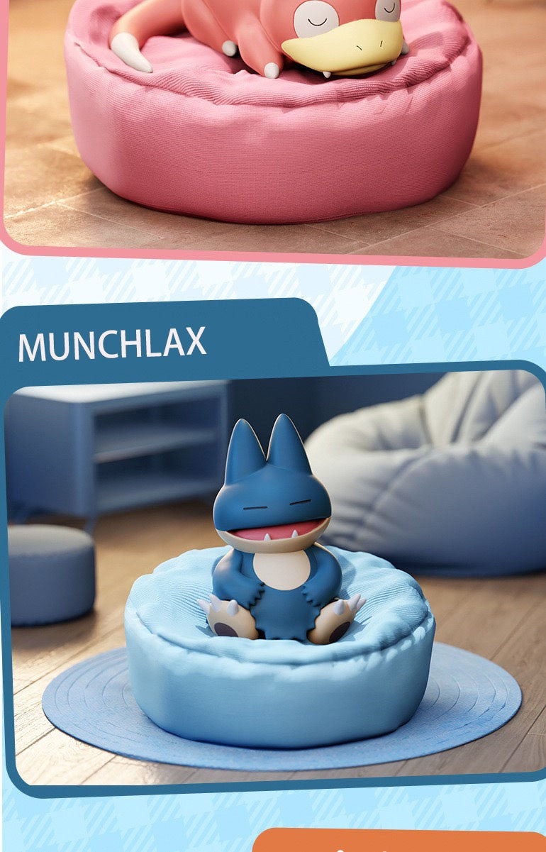 6 Estilos Novos Pokémon Casual Time Pikachu Munchlax Slowpoke Rowlet Meowth Charmander Bonecos Anime Dormindo Brinquedos de PVC Kawaii