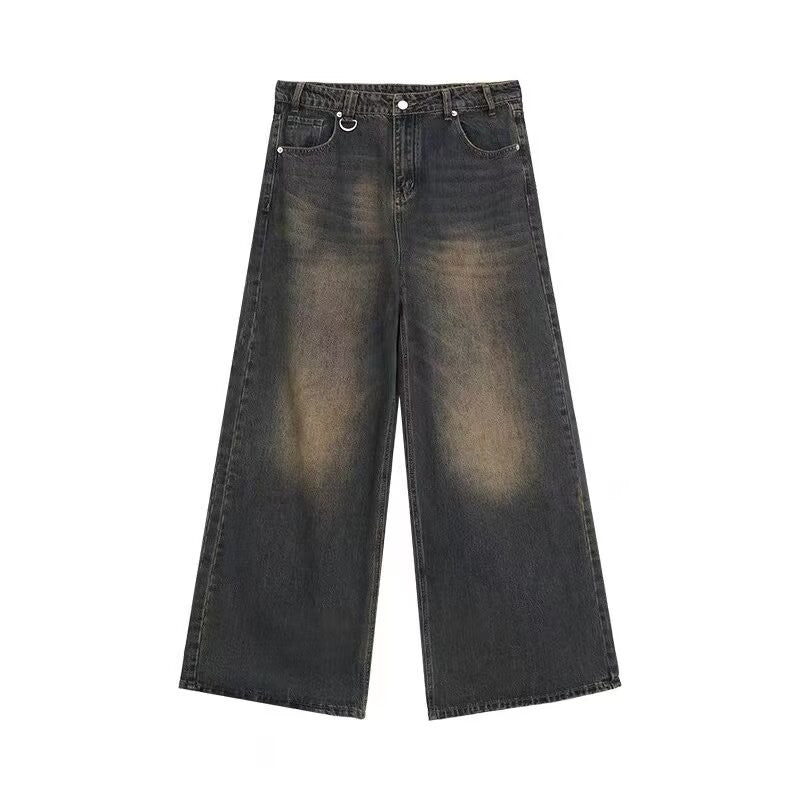 Summer Men Baggy Jeans Unisex Vintage American Style Straight Wide Leg Denim Pants Fashion Brand Hot Sale Casual Trousers