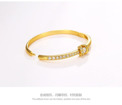 Pulseira de ouro AU999 com fechos de diamante, pulseira feminina simples e leve AU750, joia de ouro 24K verdadeiro