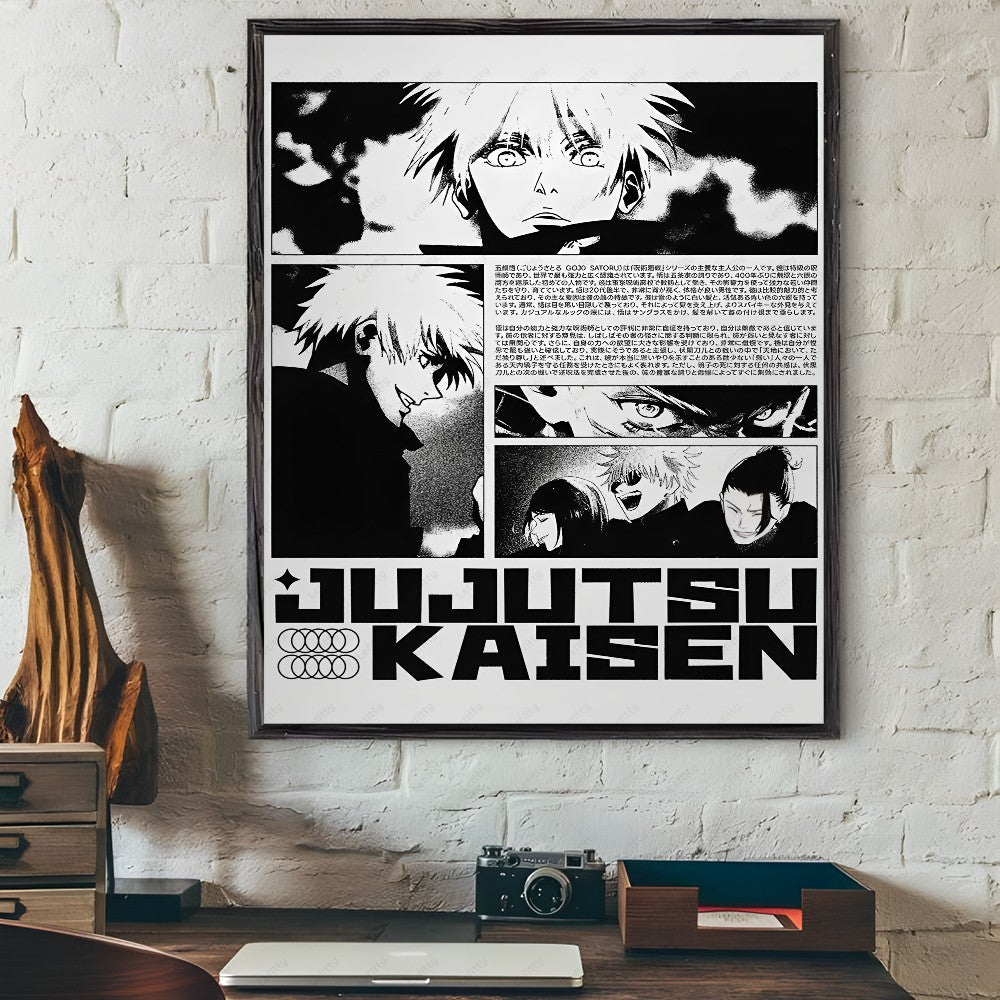 J-JujutsuES Japan Anime K-KaisenES Poster Sticky Wall Art Printing Waterproof Home Living Bed Room Bar Hallway Aesthetic Decor