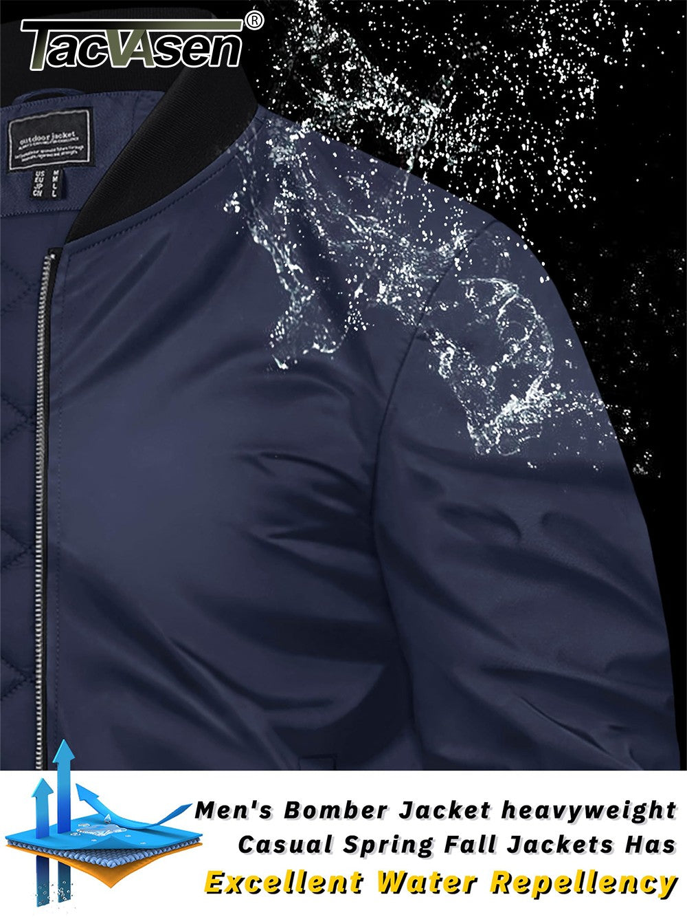 TACVASEN Winter Bomber Jackets Mens Padding Thick Warm Pilot Jacket Outdoor Windproof Waterproof Hiking jacket Windbreaker