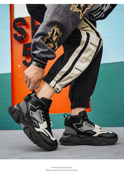 Fashion Thick Soled Men's Sneakers Height Increasing Shoes Casual Sports Shoes Versatile Men's Shoes Platform Skateboard Shoes