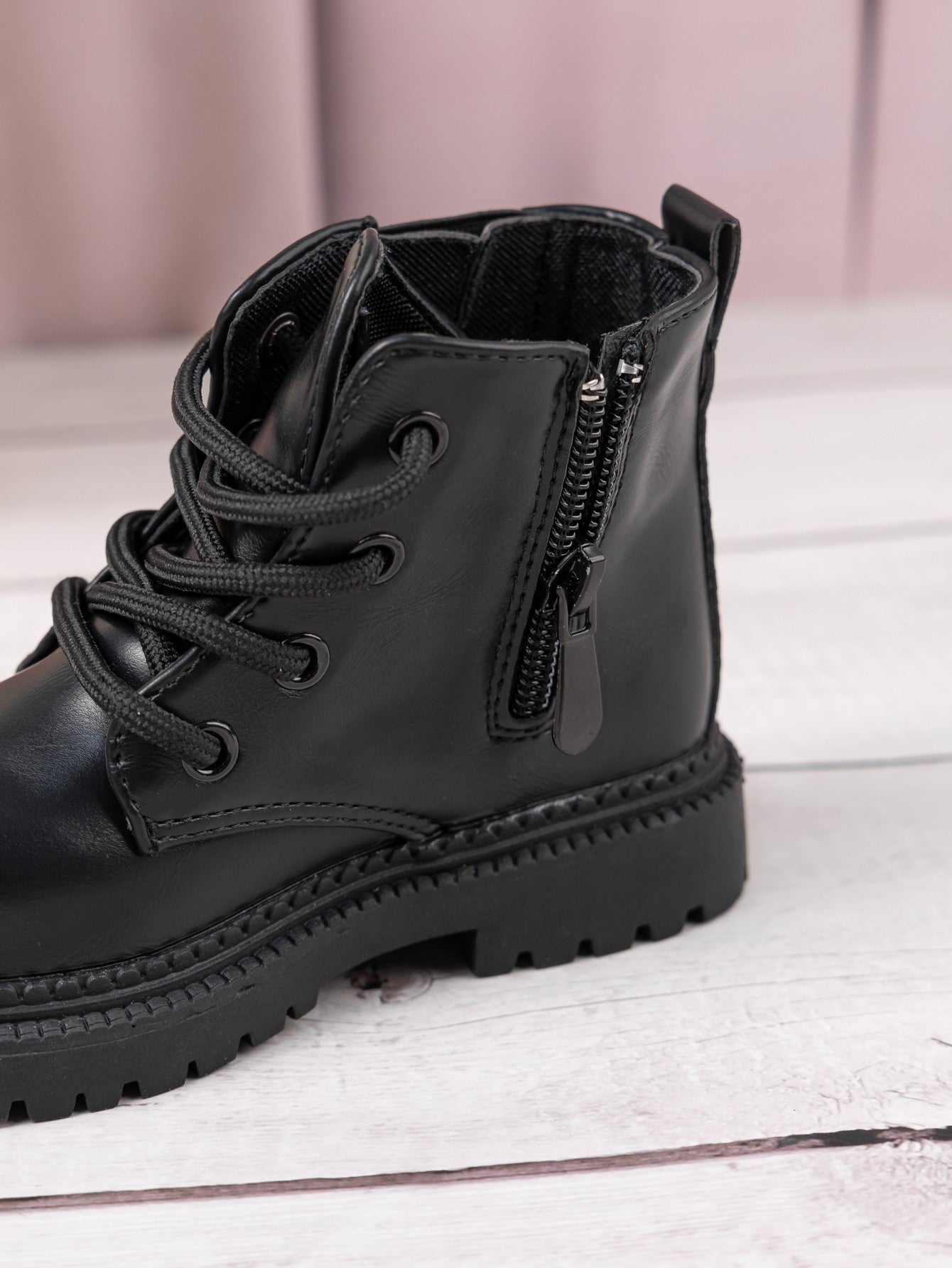 Autumn and Winter Children's Shoes Waterproof PU Leather Children's Boots Fashion Toddler Lace-up Zip High Boots Boys Girls