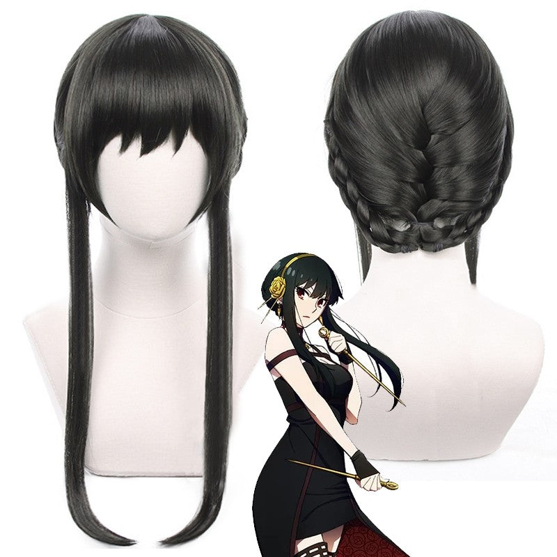 Anime spy x family Yor Forger Cosplay Costumes Red Sweater Dress Suit Casual Wear Black Braid Wig Halloween Costume For Women