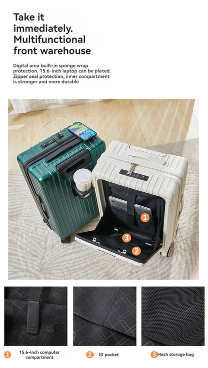 New multifunctional luggage with front opening 20 inch password travel case 26 inch men's and women's large capacity luggage wit