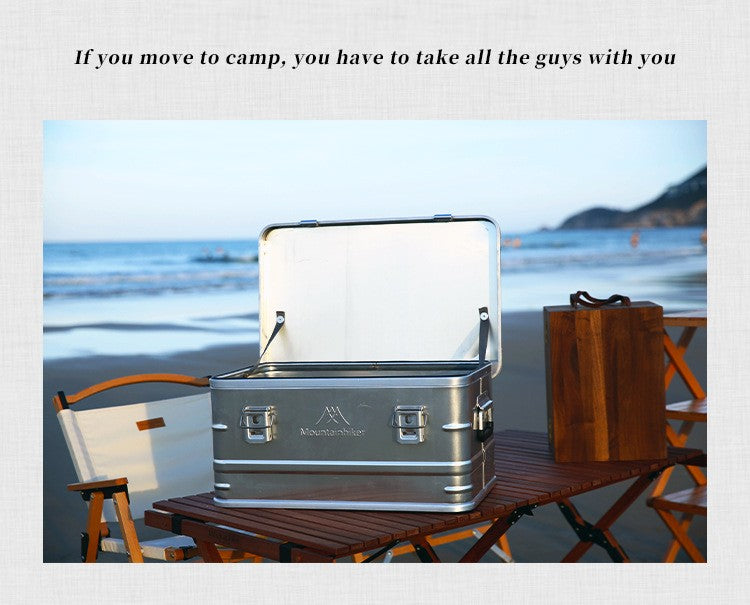 MOUNTAINHIKER Outdoor Storage Box Camping Picnic Travel Aluminum Alloy Large Capacity Box Silver Storage Bag 30-80L
