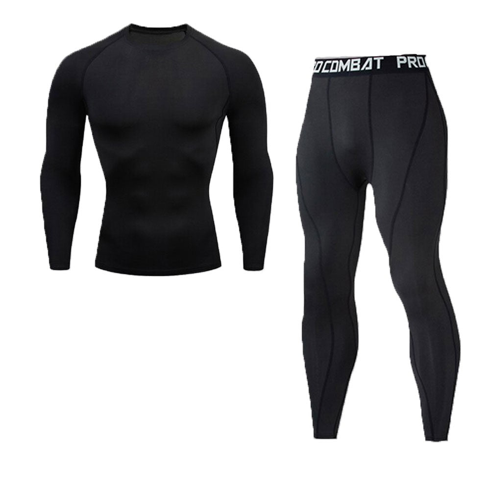 Thermal Man Underwear Set Soild Color Compression T Shirt Leggings Yoga Sets Fitness Sports Suits Men Clothing Gym Running Kit