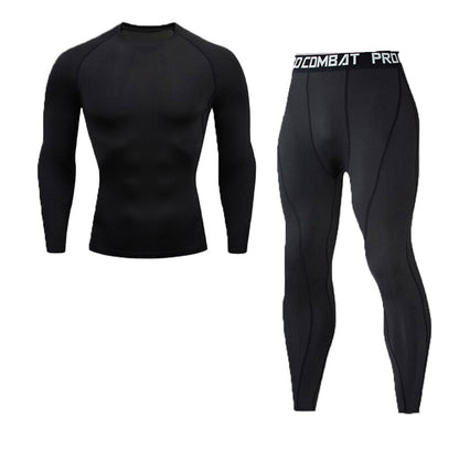Thermal Man Underwear Set Soild Color Compression T Shirt Leggings Yoga Sets Fitness Sports Suits Men Clothing Gym Running Kit