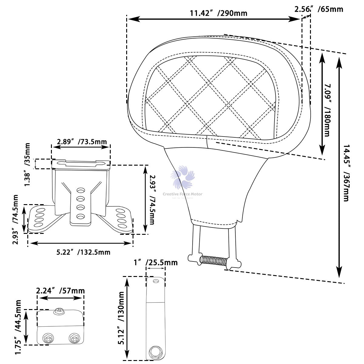 Encosto do Banco Dianteiro do Piloto de Motocicleta Ajustável para Harley Davidson Touring Road King Street Electra Glide 2009-2025