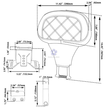 Encosto do Banco Dianteiro do Piloto de Motocicleta Ajustável para Harley Davidson Touring Road King Street Electra Glide 2009-2025