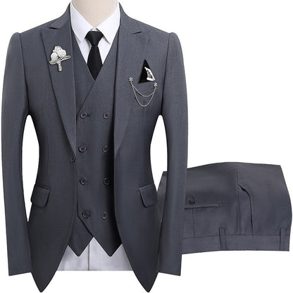 High Quality Classic Men Suit Tuxedo Peak Lapel Groomsmen Wedding Suits Set 3 Pieces(Jacket+Pants+Vest)Fashion Men Business Suit