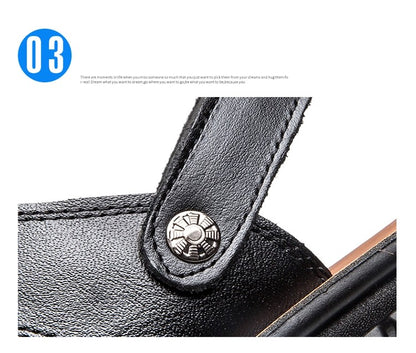 Men's Sandals Leather 2025 New Fashion Comfortable Stretch Beach Shoes Middle-aged and Young Summer Slippers Men's Shoes