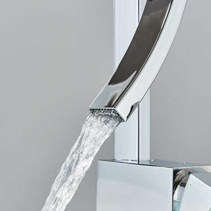 Bathroom Basin Faucet Brass Deck Mounted Mixer Taps Single Handle Single Hole Hot Cold Water Mixers Tap