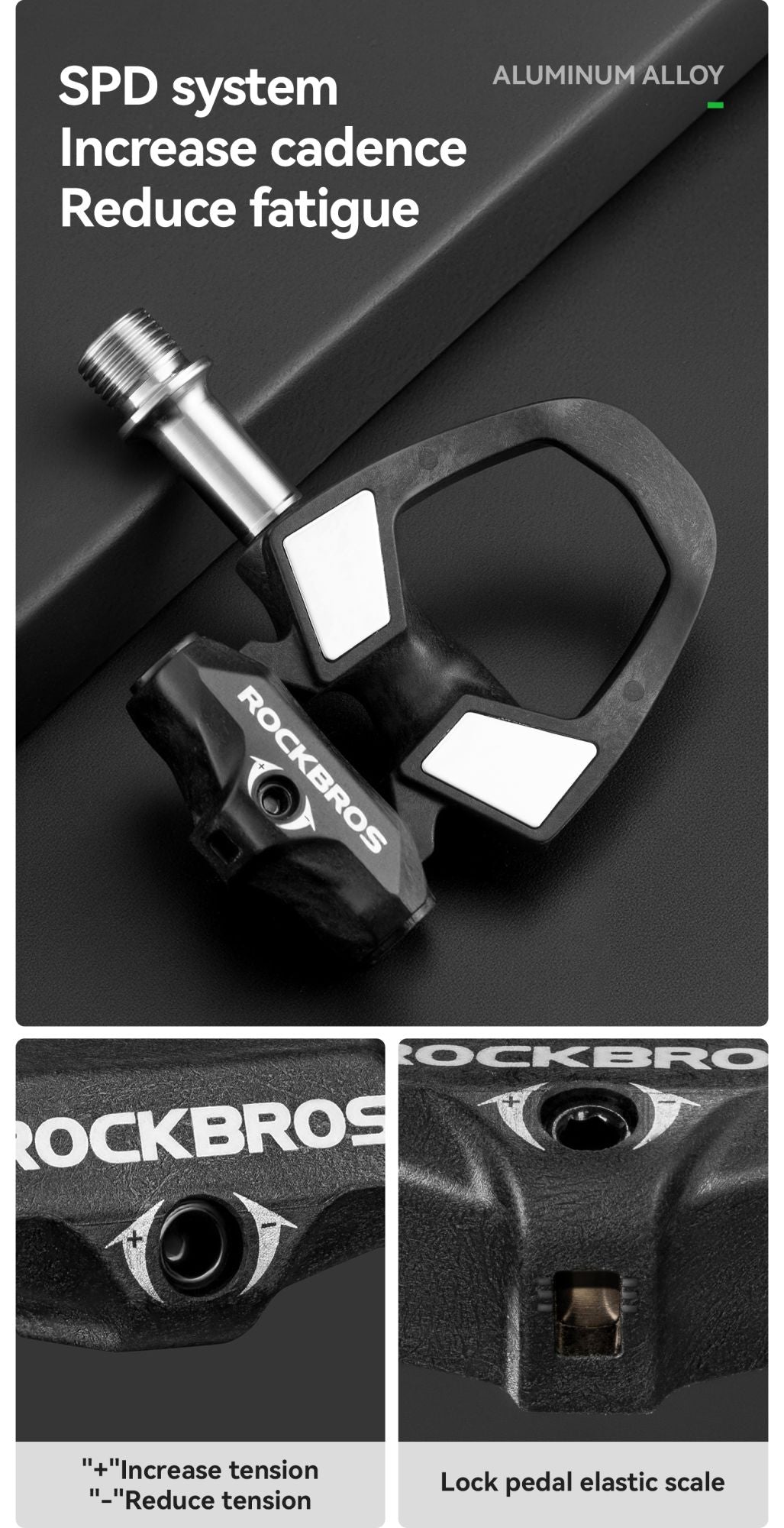 ROCKBROS Bicycle Pedals Lightweight Carbon Fiber Self-Locking Pedals With Cleats SPD Waterproof Sealed Bearing Road Bike Pedals