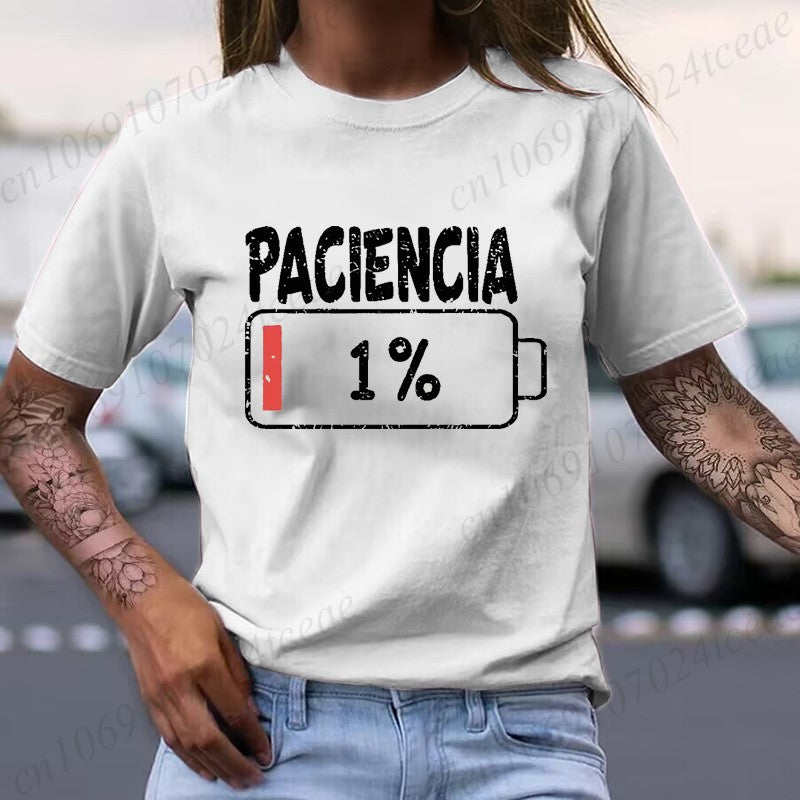 Vibrant Spanish Letter Print T-Shirts Short Sleeve Womens Casual Sports T-Shirts Summer Short Sleeved Harajuku Streetwear Tops