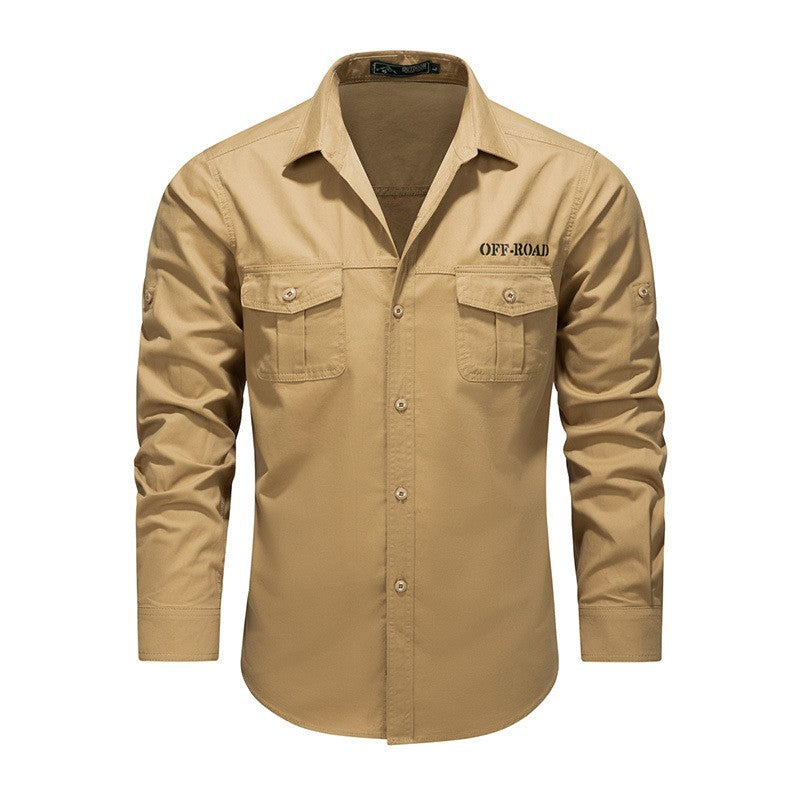 Men Outdoor Multi Pockets Long Sleeved Cargo Shirts High Quality Man Cotton Loose Shirts New Spring  Male Casual Shirts Size 5XL