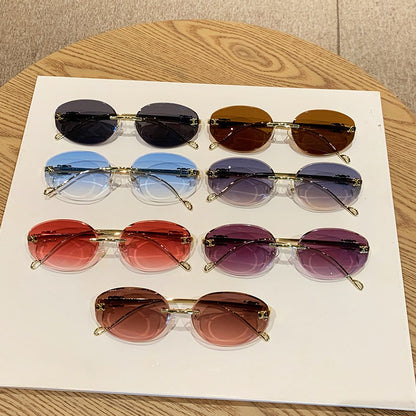 Fashion Rimless Sunglasses Women Trendy Gradient Lens Frameless Square Sun Glasses Female Retro Punk Shades UV400 Eyewear 308336