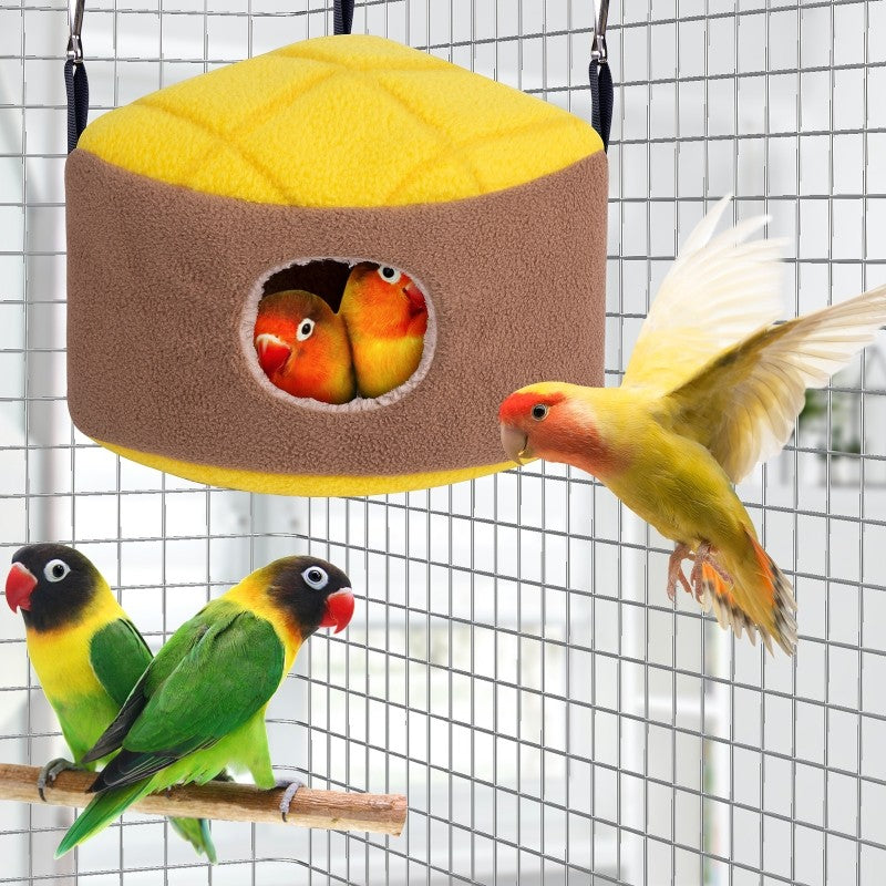 Casa de Inverno Quentinha para Pássaros, Ninho, Cabana Confortável, Rede Suspensa, Acessórios para Gaiola, Esconderijo de Pelúcia para Gerbil, Papagaio Pequeno, Periquito, Calopsita