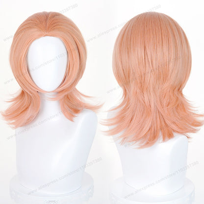 Anime 45cm Universal Cosplay Wig with Enlarged Scalp Free Parting Black White Yellow Man Women Heat Resistant Synthetic Hair