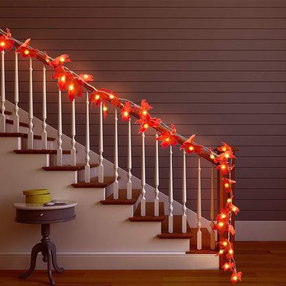 2/3/6M Christmas Decoration Artificial Maple Leaf Leaves LED Light String Lantern Garland Home Party DIY Deco Halloween New Yea