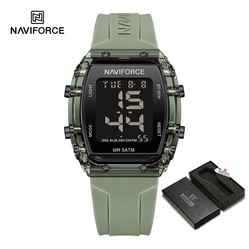 NAVIFORCE Watches for Woman LCD Digital Movement Female Clock Fashion 50m Waterproof Silicone Band Sport Electronic Wristwatches