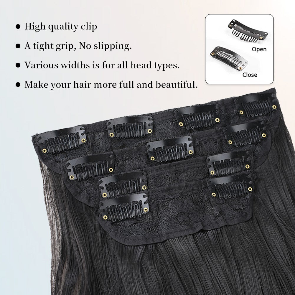 Extensões de Cabelo Sintético com Ondas Corporais 4pçs/conjunto Perucas com Grampos Extensões de Cabelo para Mulheres e Meninas