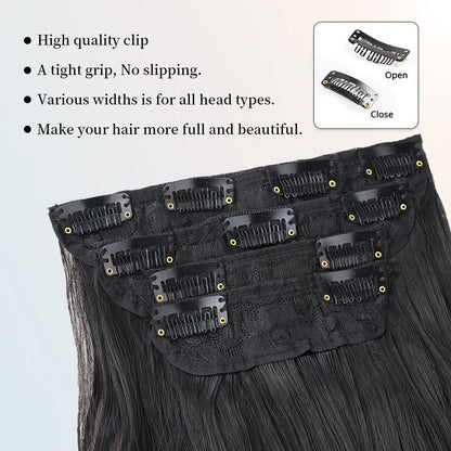 Extensões de Cabelo Sintético com Ondas Corporais 4pçs/conjunto Perucas com Grampos Extensões de Cabelo para Mulheres e Meninas