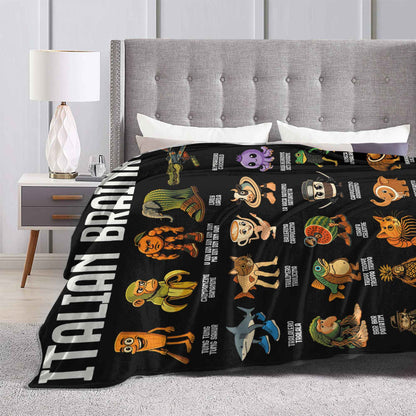 Warm Soft BlanketsStudents Picnic Italian Brainrot Funny Meme Throw Blanket Flannel Bedspread Bedroom Aesthetic Sofa Bed Cover