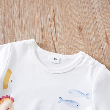 Newborn Clothing Cute Cartoon Marine Animal Print Comfortable And Soft 0-18 Boys And Girls Summer Short Sleeved Baby Jumpsuit