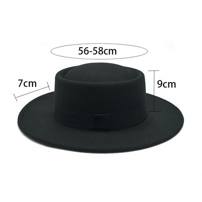 Red fedora hat men's flat top hat ladies felt jazz hat oval hat Panama new hip-hop fedora hat flat brim wholesale