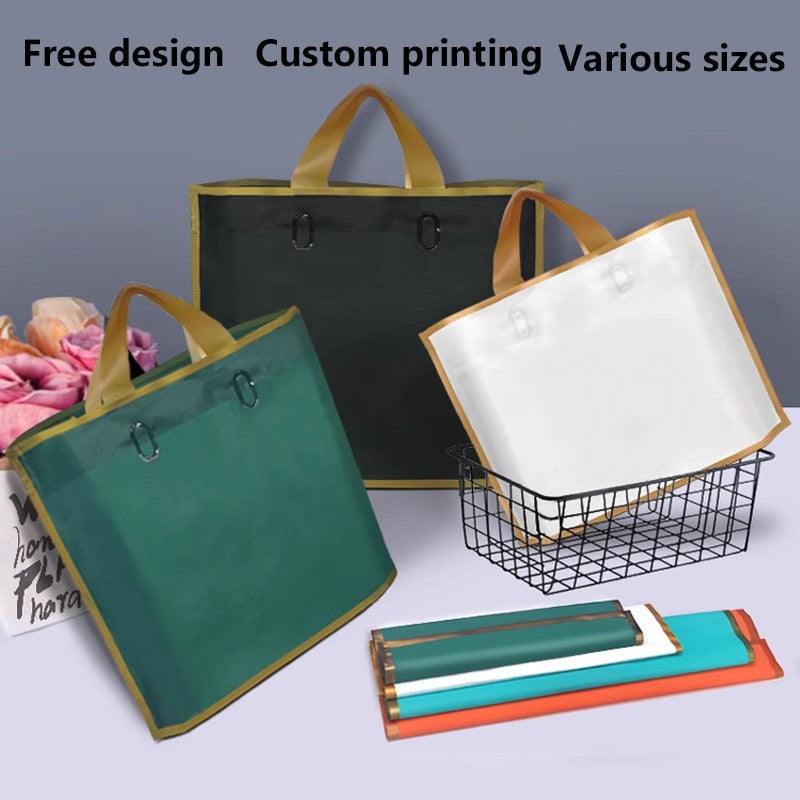 50pcs Customized Logo Tote Bags Gold Edge Colorful Party Favor Bags Clothing Packaging Shopping Bags Printed Logo