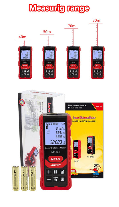 Noyafa NF-271 Medidor de Distância a Laser 40M 80M Telêmetro Trena Medidor de Alcance Dispositivo Régua Digital Ferramenta de Teste