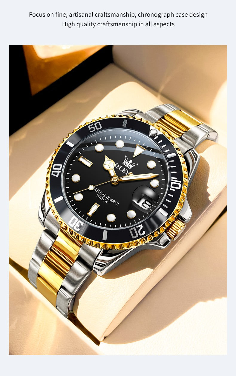 OLEVS 5885 Man Watch Original Brand Waterproof Quartz Watch Stainless Steel Strap Automatic Date Mens Gifts Watches For Man