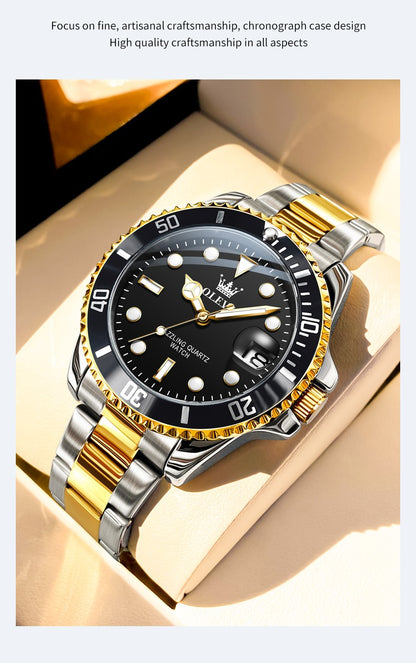 OLEVS 5885 Man Watch Original Brand Waterproof Quartz Watch Stainless Steel Strap Automatic Date Mens Gifts Watches For Man