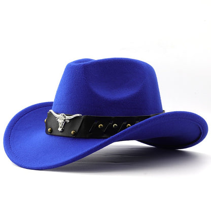 New Vintage Western Cowboy Hat For Men's Gentleman Lady Jazz Cowgirl With Leather Wide Brim Cloche Church Sombrero Hombre Caps