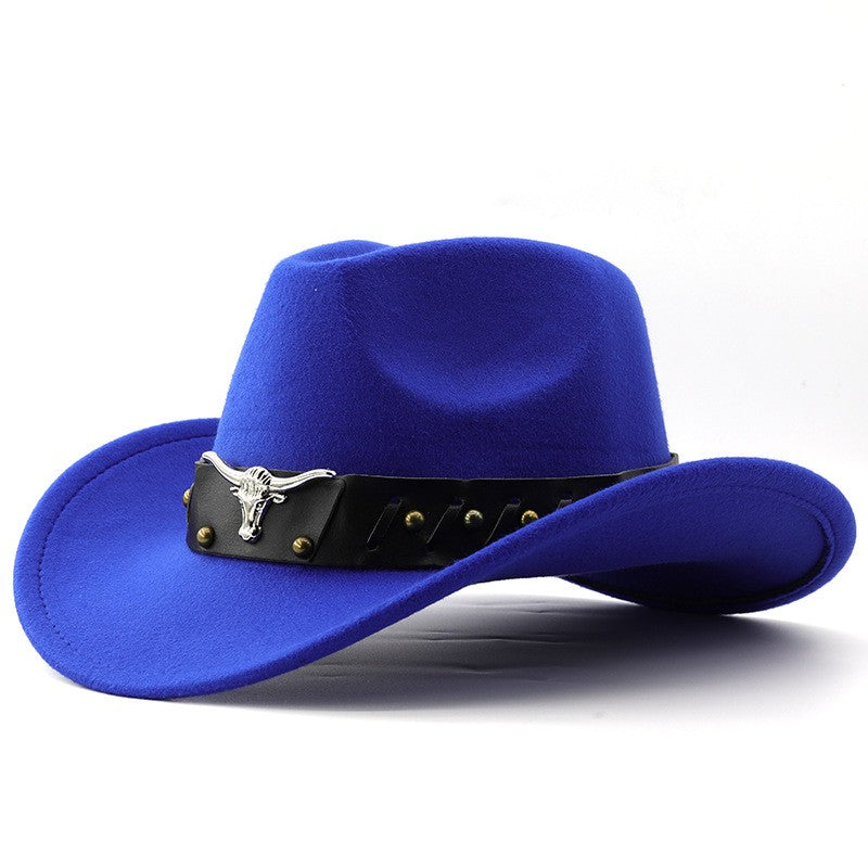 New Vintage Western Cowboy Hat For Men's Gentleman Lady Jazz Cowgirl With Leather Wide Brim Cloche Church Sombrero Hombre Caps
