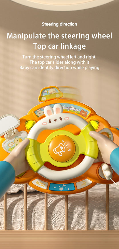 Brinquedo de volante para bebê, educação infantil, brinquedos de direção simulados, luz e música, educativos para bebês, reboque de berço, brinquedos suspensos