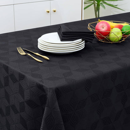 Olanly Rectangle Table Cloth For Home Jacquard Dyeing Tablecloth For Banquet Party Leaf Flower Diagram Polyester Tablecloth Grey