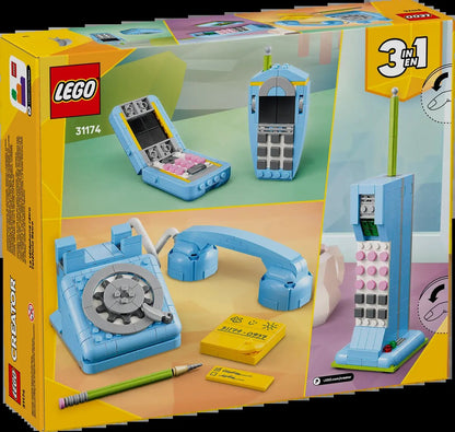 Lego telefone retrô blocos de montar brinquedos decoração de mesa para casa fácil de montar brinquedos educativos infantis presentes de feriado