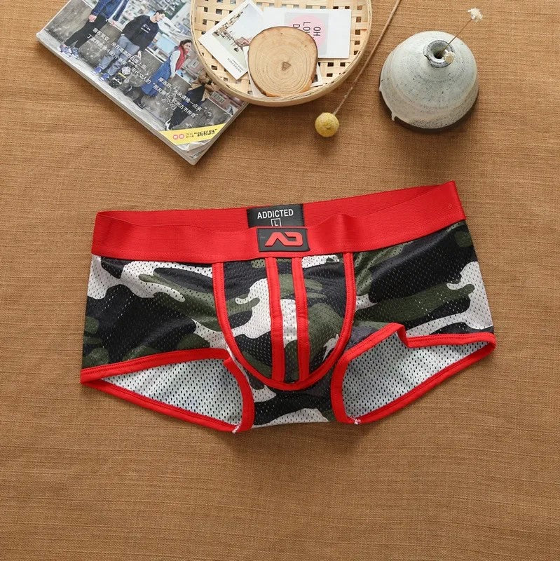 Men's nylon mesh breathable cool Camouflage underwear addicted youth boxer briefs