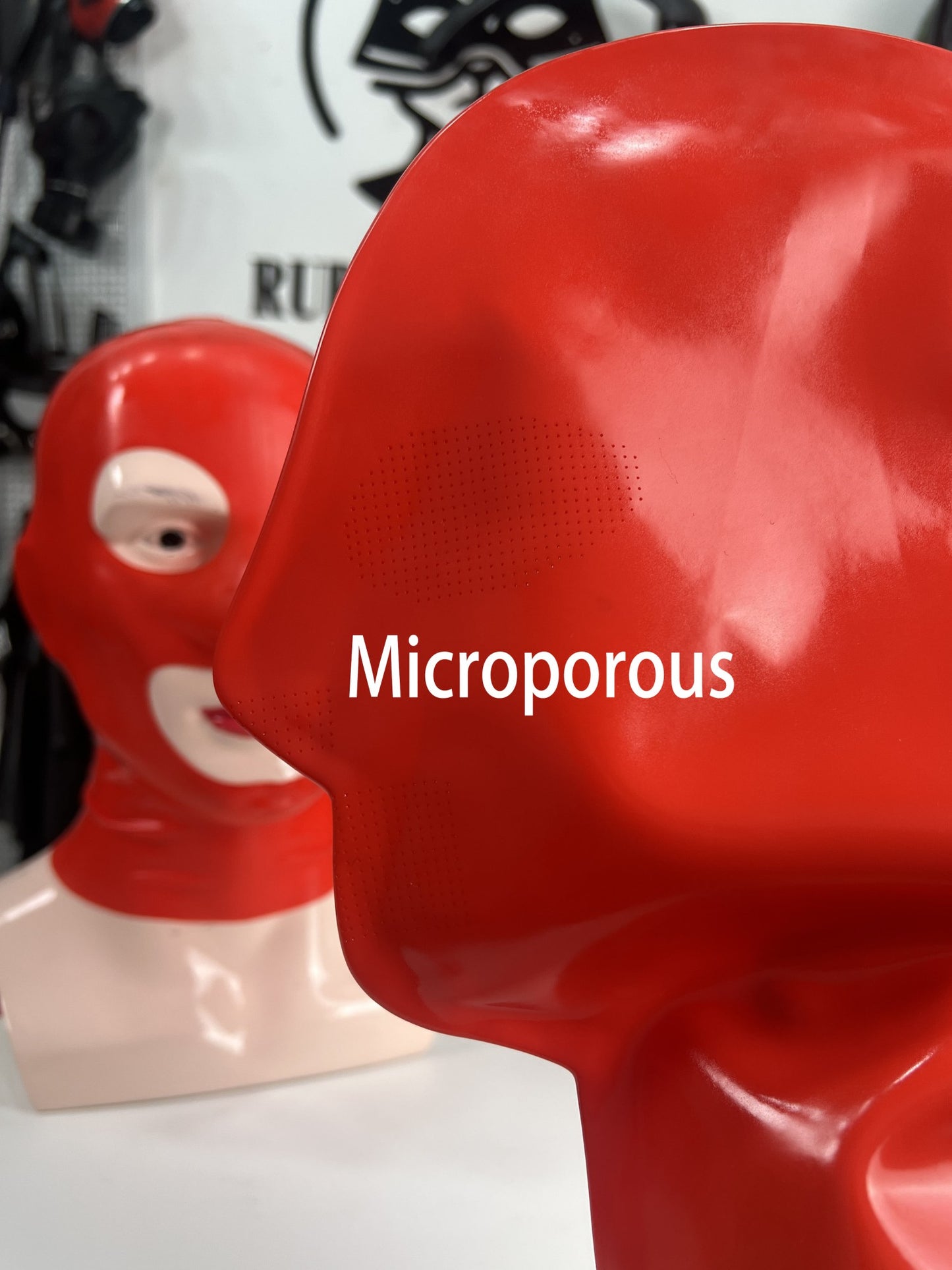 Red Microporous Rubber Stretch Hood Costume Head Mask