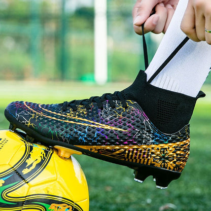 New Men Soccer Shoes Training Boys Outdoor Sport Football Boots Adult Long Spikes Non Slip Cleats Breathable Match Comfortable
