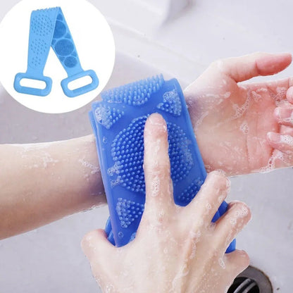 1 Esponja Corporal de Silicone, Escova Esfoliante Corporal, Toalha de Banho Esfoliante, Esfregão para as Costas, Esfoliação da Pele, Cinto de Massagem e Limpeza para Banho, Extensível