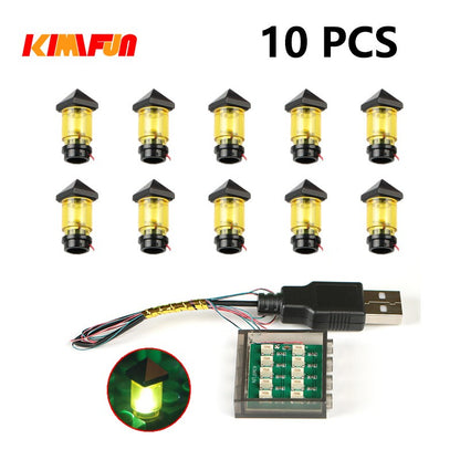 10PCS 0.8mm Pino RGB LED Blocos de Montar USB Lâmpada DIY Luz de Rua Cidade Decoração Elétrica 1X1 Tijolo Compatível com Todas as Marcas