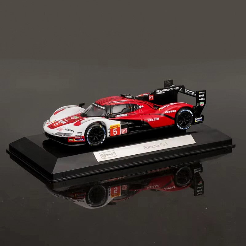 Bburago 1:43 Porsche 963 Modelo de Carro 24h Le Mans Miniatura de Liga Veículos de Brinquedo Diecast Voiture Coleção de Presente