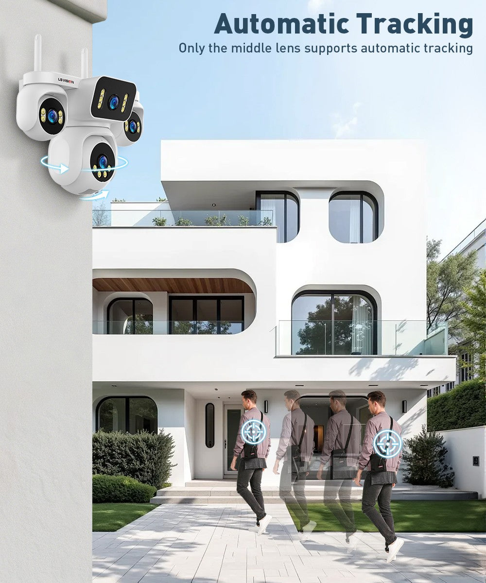 LS VISION 20MP IP Camera with 5m Cord 12X Zoom WiFi Security Cameras 4 Screens Night Vision Human Detection Auto Tracking HiEasy