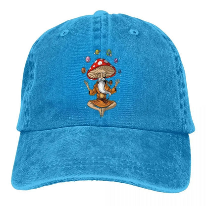 Washed Men's Baseball Cap Magic Mushroom Buddha Trucker Snapback Caps Dad Hat Psychonauts Rasputin Action Game Hats