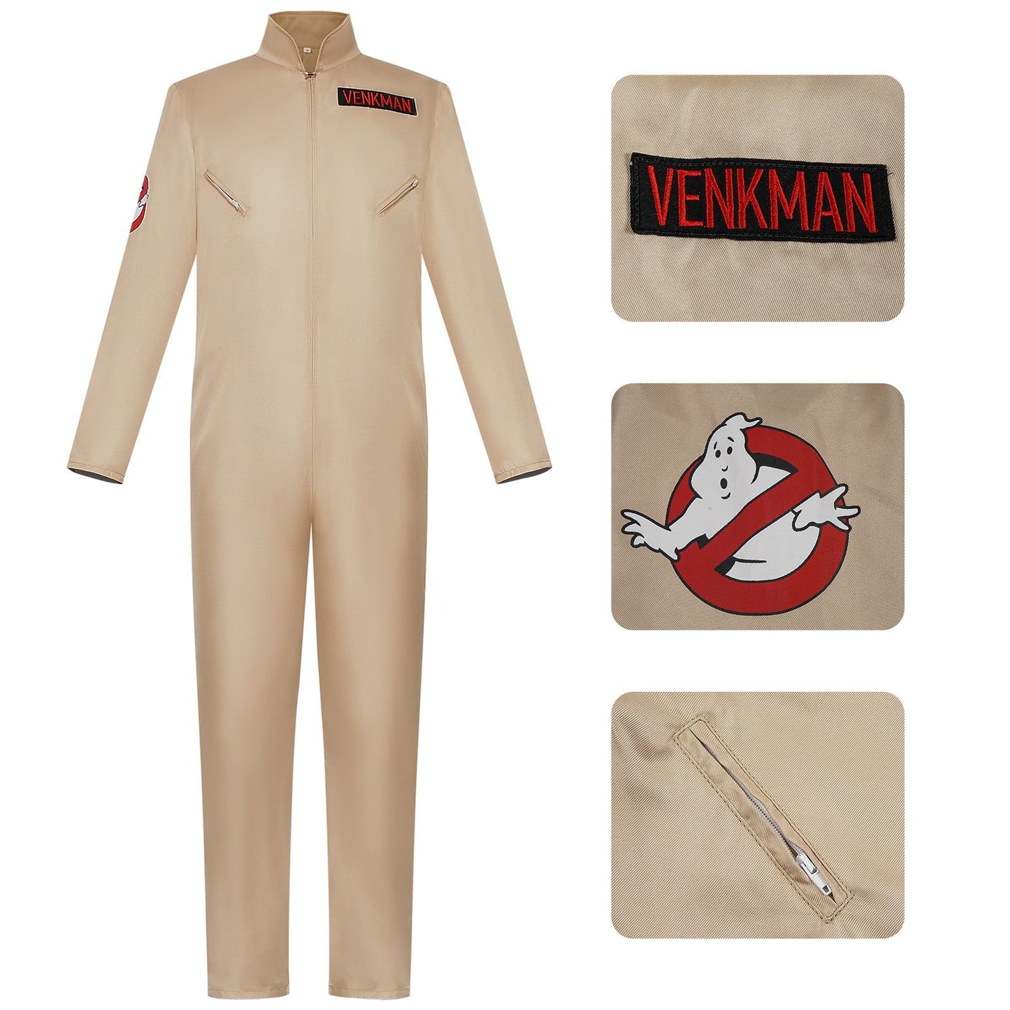 Ghost Buster Cosplay Costume for Adult Classic Venkman Gary Grooberson Ghost Hunt Jumpsuit Halloween Carnival Suit(130CM-XXXL)