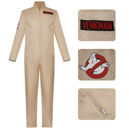 Ghost Buster Cosplay Costume for Adult Classic Venkman Gary Grooberson Ghost Hunt Jumpsuit Halloween Carnival Suit(130CM-XXXL)